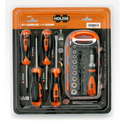 Set 5 surubelnite + 41 accesorii, Holzer 540142