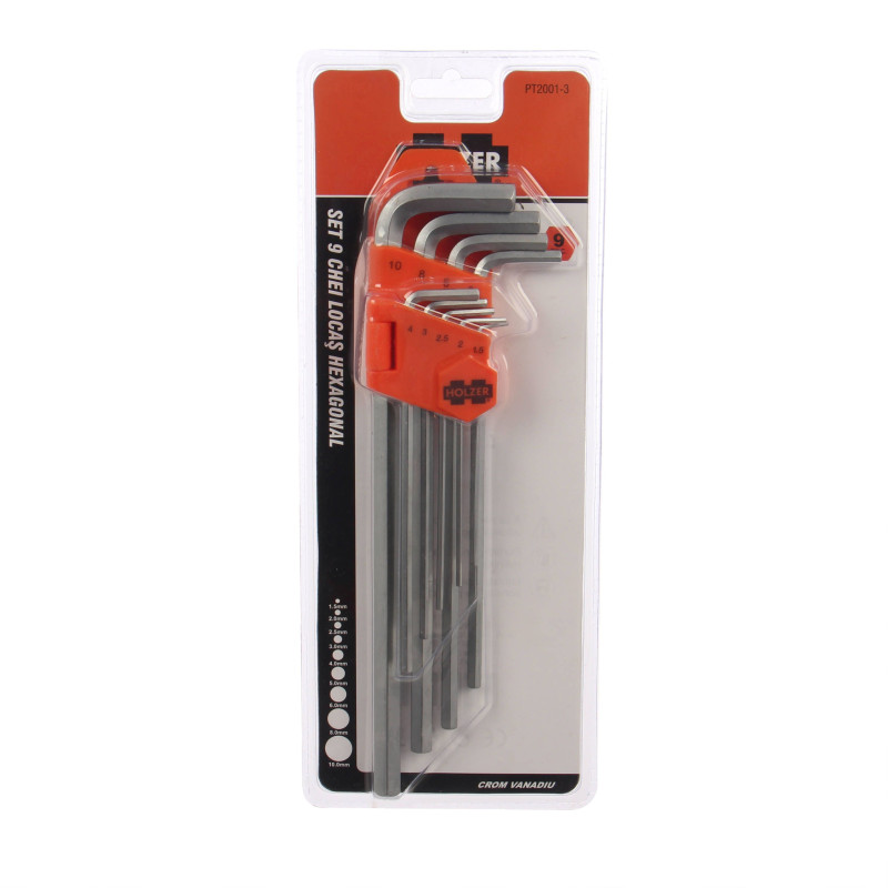 Set 9 chei hexagonale, Holzer PT2001-3, 1.5 - 10 mm