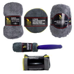 Set auto Kraftmann, pentru curatenie, microfibra, 9 piese