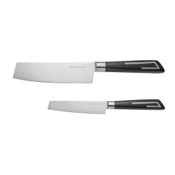 Set cutite bucatarie JBM-39, plastic + inox, negru, 2 piese