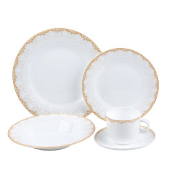 Set farfurii NR30AT 21057, sticla termica, alb, 30 piese