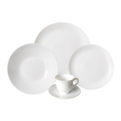 Set farfurii S-DM30-0, sticla opal, alb, 30 piese
