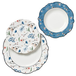 Set farfurii SHS12312, portelan, alb + multicolor, 18 piese