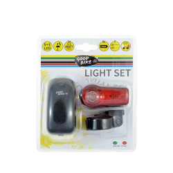 Set lumini bicicleta, Good Bike, far fata, alb, 5 leduri + stop spate, rosu, 2 leduri