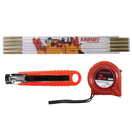 Set scule de mana pentru masurare si taiere Kronus 710SS, 3 piese
