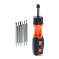 Set surubelnita cu clichet si 6 biti de insurubare, Holzer 579107