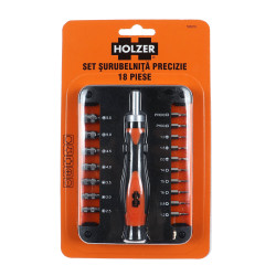 Set surubelnita precizie si 17 accesorii insurubare, Holzer 536218