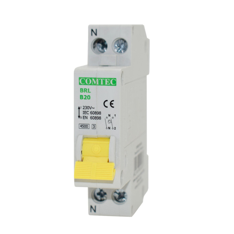 Siguranta automata modulara Comtec BRL 16816, 1P+N, 20 A, curba B Siguranta automata modulara Comtec BRL 16816, 1P+N, 20 A, curba B