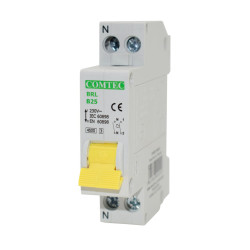 Siguranta automata modulara Comtec BRL 16818, 1P+N, 25 A, curba B