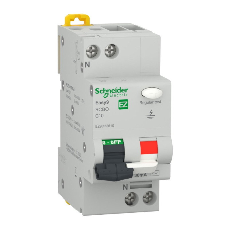 Siguranta automata modulara diferentiala Schneider Electric Easy 9 EZ9D32610, 4.5 kA, 1P+N, 10 A, 30 mA, curba C