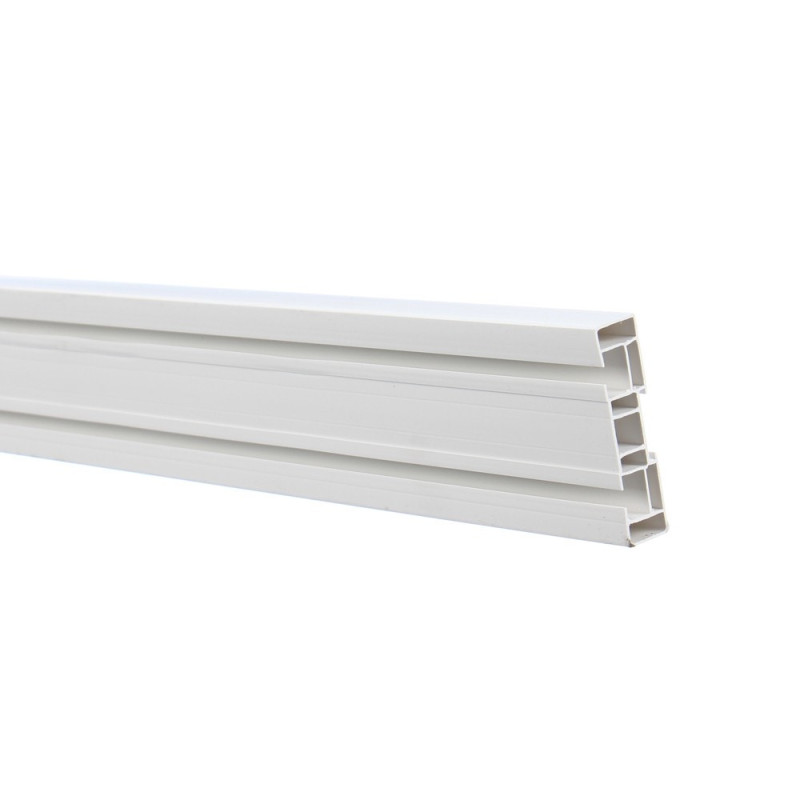 Sina perdea si draperie SN, 2 canale, prindere tavan, PVC, alb, 200 cm, set cu accesorii