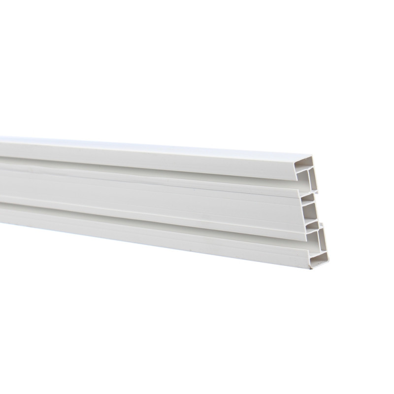 Sina perdea si draperie SN, 2 canale, prindere tavan, PVC, alb, 250 cm, set cu accesorii
