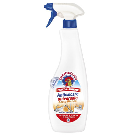 Solutie anticalcar pentru baie si bucatarie Chanteclair, cu otet, cu pulverizator, 625 ml