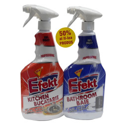 Solutie baie + solutie bucatarie Efekt, cu pulverizator, 2 x 750 ml
