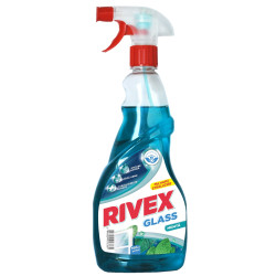 Solutie geamuri Rivex, menta, cu pulverizator, 750 ml