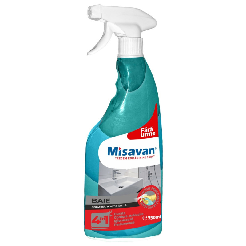 Solutie pentru baie Misavan 4 in 1, cu pulverizator, fresh, 750 ml