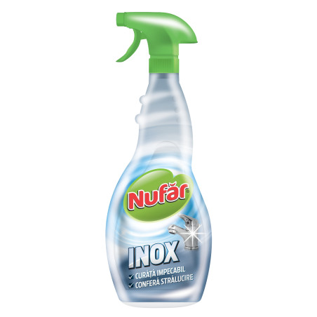 Solutie pentru suprafete din inox Nufar, cu pulverizator, 500 ml