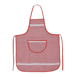 Sort bucatarie, cu dantela, bumbac + poliester, alb + rosu, 62 x 75 cm