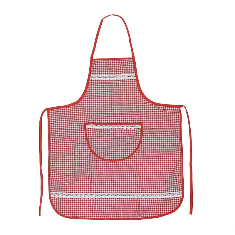 Sort bucatarie, cu dantela, bumbac + poliester, alb + rosu, 62 x 75 cm