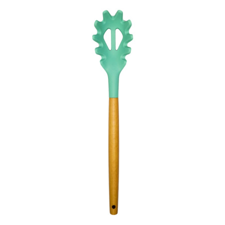 Spatula YJJY08, pentru paste, silicon + lemn, verde, 31.7 x 6.3 cm