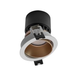 Spot incastrat Xpoli PO02, 1 x GU10, rotund, orientabil, alb cu finisaj sablat + auriu satinat