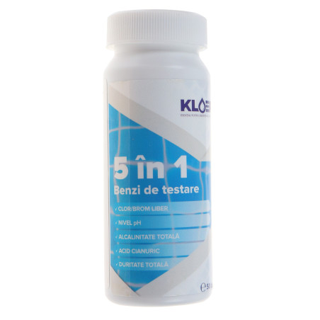 Benzi pentru testare apa piscina Kloer 5 in 1, 50 buc