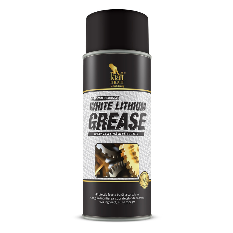 Spray auto, vaselina alba, cu litiu, Kraftmann White Lithium Grease, 450 ml