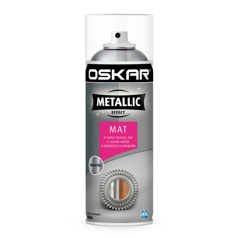 Spray email acrilic, Oskar Metallic effect, mat, argintiu, interior / exterior, 400 ml Spray email acrilic, Oskar Metallic effect, mat, argintiu, interior / exterior, 400 ml