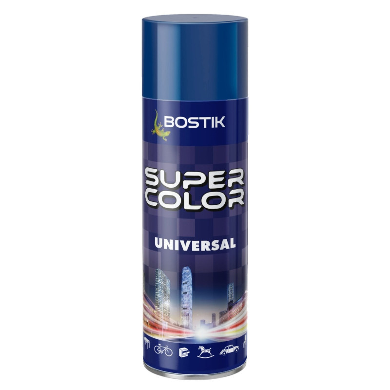 Spray vopsea acrilica Bostik Super Color Universal, interior / exterior, ultramarin RAL5002, 400 ml Spray vopsea acrilica Bostik Super Color Universal, interior / exterior, ultramarin RAL5002, 400 ml