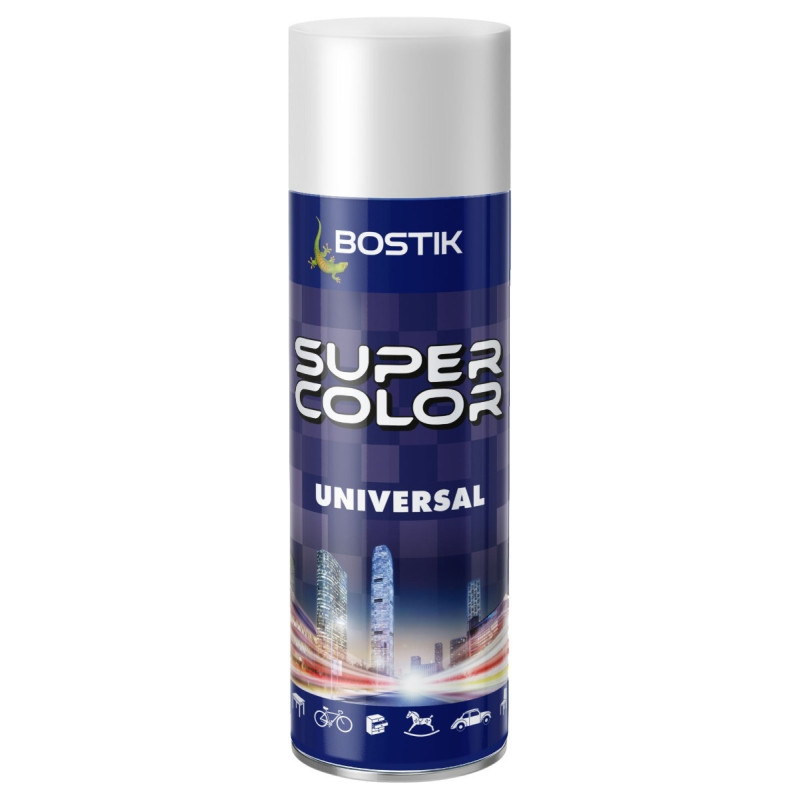 Spray vopsea, Den Braven Super Color Universal, alb mat, RAL 9010, interior / exterior, 400 ml Spray vopsea, Den Braven Super Color Universal, alb mat, RAL 9010, interior / exterior, 400 ml