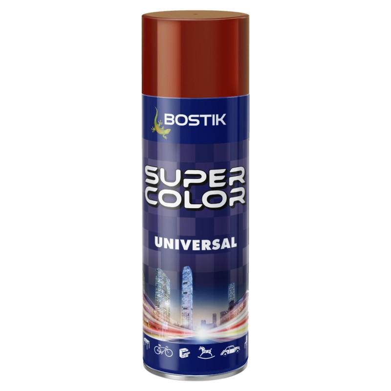 Spray vopsea, Den Braven Super Color Universal, rosu inchis RAL 3011, interior / exterior, 400 ml Spray vopsea, Den Braven Super Color Universal, rosu inchis RAL 3011, interior / exterior, 400 ml