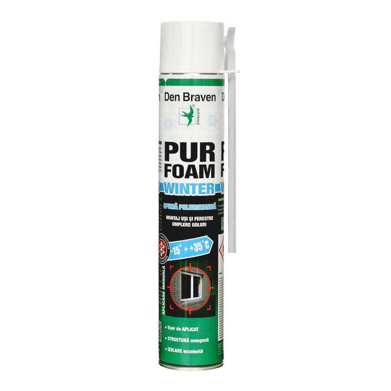 Spuma poliuretanica, cu aplicare manuala, varianta de iarna, Den Braven Pur Foam Winter, 700 ml Spuma poliuretanica, cu aplicare manuala, varianta de iarna, Den Braven Pur Foam Winter, 700 ml