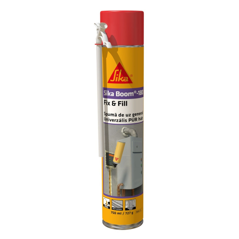 Spuma poliuretanica de uz general, cu aplicare manuala, Sika Boom-180 Fix & Fill, 750 ml