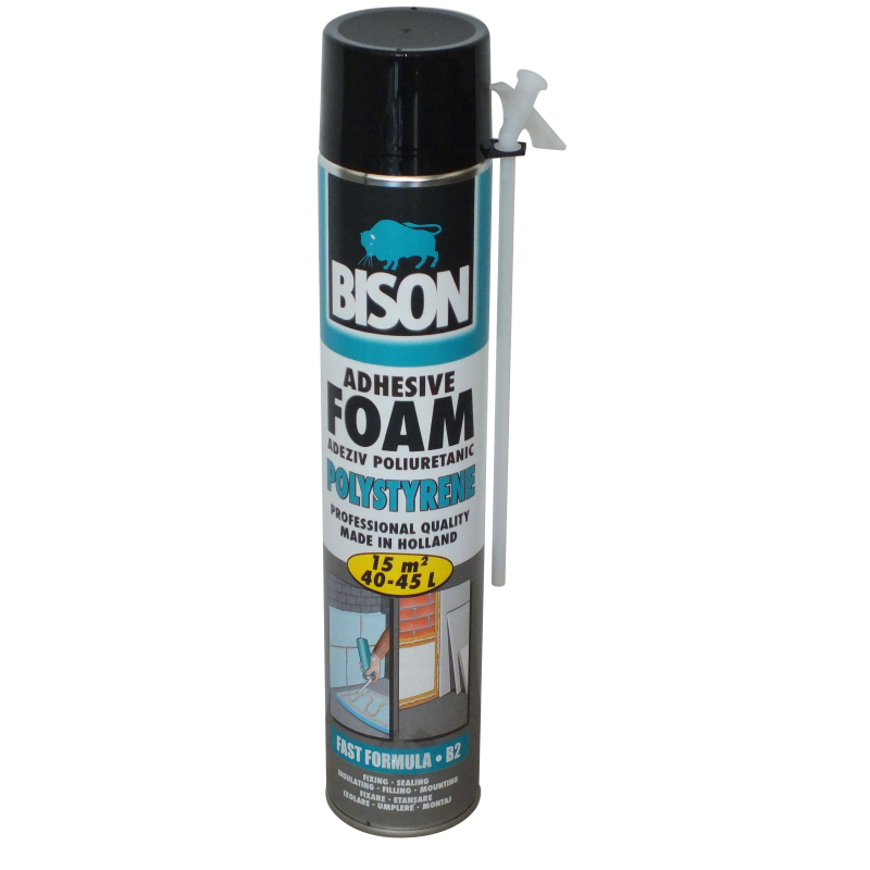 Spuma poliuretanica pentru polistiren, cu aplicare manuala, Bison Adhesive Foam, 750 ml Spuma poliuretanica pentru polistiren, cu aplicare manuala, Bison Adhesive Foam, 750 ml