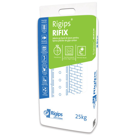 Adeziv gips carton Rigips Rifix, pe baza de ipsos, 25 kg
