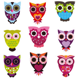 Sticker decorativ perete, camera copii, Bufnite, SS3860, 30 x 30 cm
