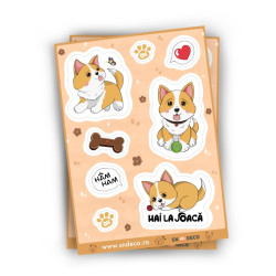Sticker decorativ perete, Catelusi 7210524, folie adeziva PVC, 16.3 x 23.1 cm