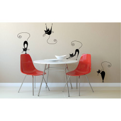 Sticker decorativ perete, living, Pisici, PT3010 TR, 50 x 70 cm