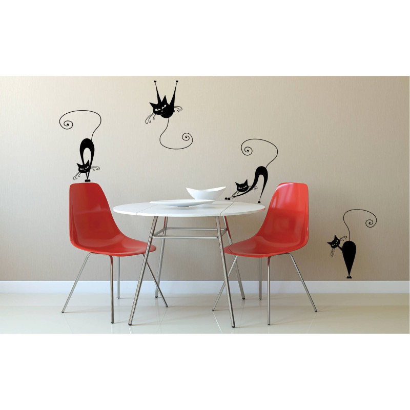 Sticker decorativ perete, living, Pisici, PT3010 TR, 50 x 70 cm