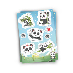 Sticker decorativ perete, Urs panda, folie adeziva PVC, 16.3 x 23.1 cm