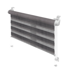 Stor Gardinia, Mini Zebra, poliester, gri, zi - noapte, dimensiuni material 42.5 x 150 cm