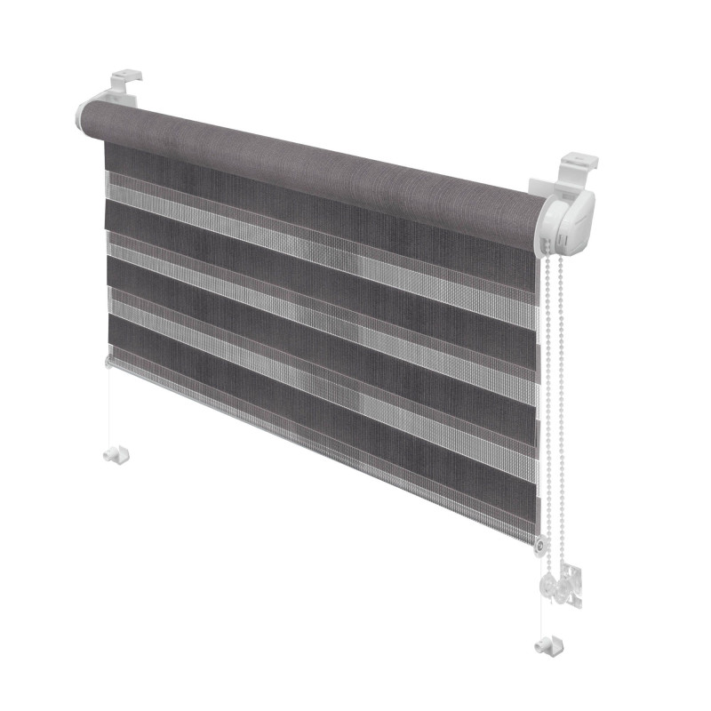 Stor Gardinia, Mini Zebra, poliester, gri, zi - noapte, dimensiuni material 72.5 x 150 cm