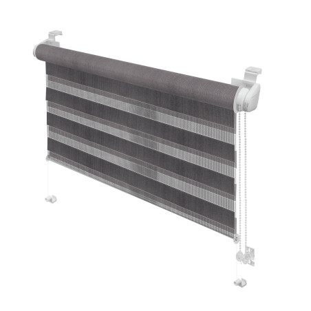 Stor Gardinia, Mini Zebra, poliester, gri, zi - noapte, dimensiuni material 72.5 x 150 cm