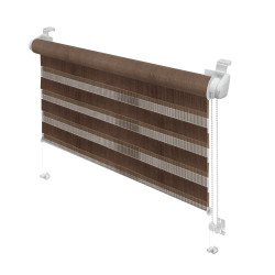 Stor Gardinia, Mini Zebra, poliester, maro, zi - noapte, dimensiuni material 57 x 150 cm