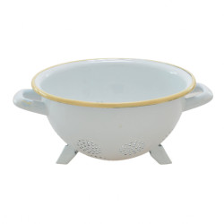 Strecuratoare cu picioruse Vef, tabla emailata, alba, 20 cm