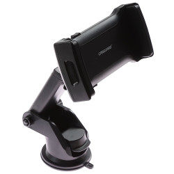 Suport auto telefon / PDA, Carguard STA004, universal, montare cu ventuza, prindere telefon cu cleme, plastic, negru