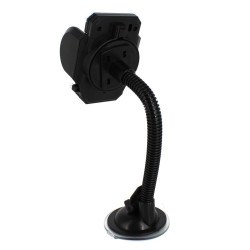 Suport auto telefon / tableta, Carguard STA001, universal, montare cu ventuza, prindere telefon cu cleme, plastic, negru, brat t