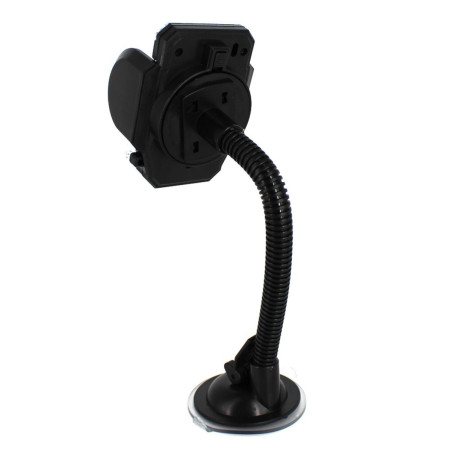 Suport auto telefon / tableta, Carguard STA001, universal, montare cu ventuza, prindere telefon cu cleme, plastic, negru, brat t