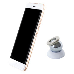 Suport auto telefon / tableta, VGT, universal, montare cu banda adeziva, prindere telefon cu magnet, metal, alb + argintiu, roti