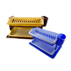Suport bucatarie, pentru vase, Plastina, etajat, Tina, diverse culori, 30 x 25 x 32 cm + tava